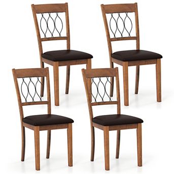 Gymax Dining Chair Set of 4 w/Padded Seat & Elegant Backrest for Restaurant