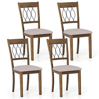 Gymax Dining Chair Set of 4 w/Padded Seat & Elegant Backrest for Restaurant