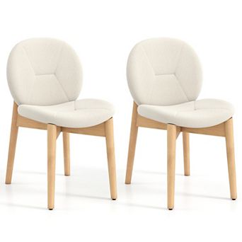 Gymax 2PCS/4 pc Wooden Dining Chairs Soft Boucle Upholstered Kitchen Chairs w/ Curved Seat