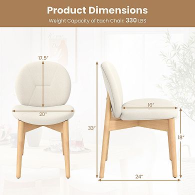 Gymax 2PCS/4PCS Wooden Dining Chairs Soft Boucle Upholstered Kitchen Chairs w/ Curved Seat