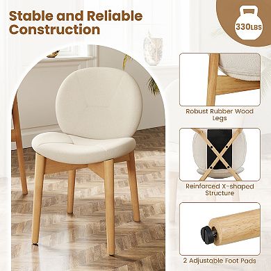 Gymax 2PCS/4PCS Wooden Dining Chairs Soft Boucle Upholstered Kitchen Chairs w/ Curved Seat