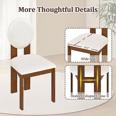 Gymax 2PCS/4PCS Dining Chairs Upholstered Sherpa Fabric Kitchen Chairs w/ Rubber Wood Legs