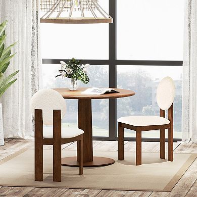 Gymax 2PCS/4PCS Dining Chairs Upholstered Sherpa Fabric Kitchen Chairs w/ Rubber Wood Legs