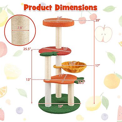 Gymax Multi-level Cat Tree Cute Fruit World Cat Tower w/ Fruit-shaped Platforms