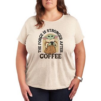 Plus Size Star Wars The Mandalorian The Force Is Stronger After Coffee Graphic Tee