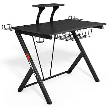 Gymax Gaming Desk Computer Desk PC Table Workstation with Headphone Hook & Cup Holder