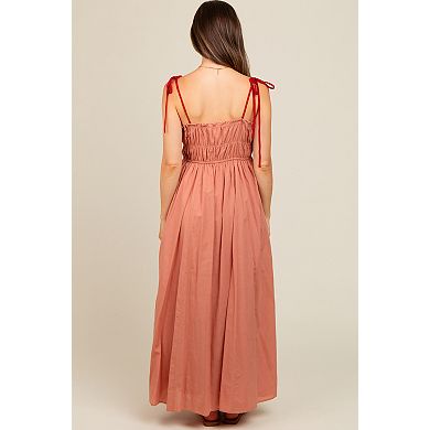 Maternity Contrast Ribbon Trim Maxi Dress