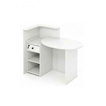 Gymax Front Reception Counter Desk Checkout Office Desk w/Open Shelf & Lockable Drawer