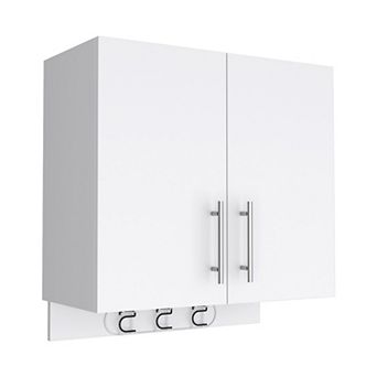 Albany Cabinet Wall Mounted with Broom Hangers and Metal Handles