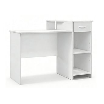 Gymax Computer Desk w/ Drawer Modern Laptop PC Desk w/ Adjustable Shelf & Cable Hole