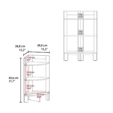 Akutan Side Table with 3 Shelves, 3 Legs
