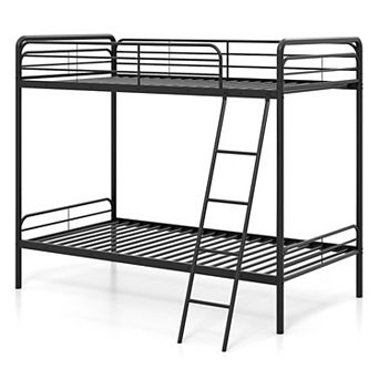 Gymax Bunk Bed Heavy Duty Metal Bunk Bed w/ Ladder Safety Guardrails