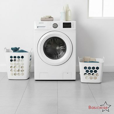 Flexible Plastic Laundry Basket - Square Storage Hamper with Side Handles