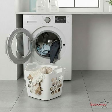 Flexible Plastic Laundry Basket - Square Storage Hamper with Side Handles