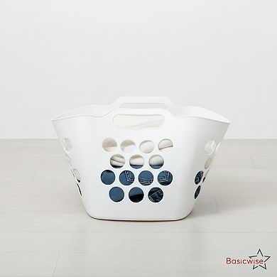 Flexible Plastic Laundry Basket - Square Storage Hamper with Side Handles