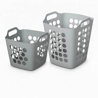 Flexible Plastic Laundry Basket - Square Storage Hamper with Side Handles