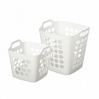 Flexible Plastic Laundry Basket - Square Storage Hamper with Side Handles