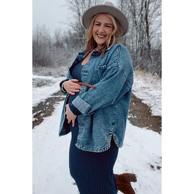 Maternity V-Neck Long Sleeve Fitted Maxi Dress