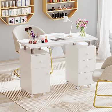 Gymax Manicure Table Nail Desk w/ Electric Dust Collector 3 Dust Bags Wrist Rest