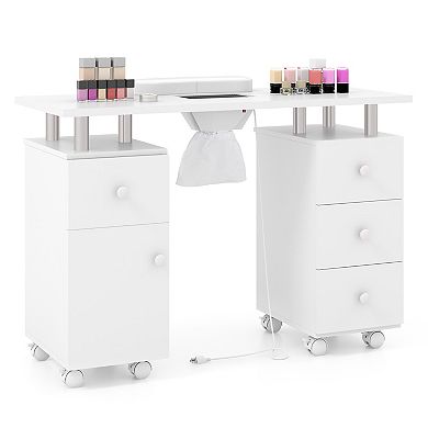 Gymax Manicure Table Nail Desk w/ Electric Dust Collector 3 Dust Bags Wrist Rest