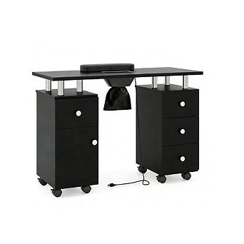 Gymax Manicure Table Nail Desk w/ Electric Dust Collector 3 Dust Bags Wrist Rest