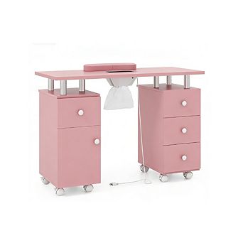 Gymax Manicure Table Nail Desk w/ Electric Dust Collector 3 Dust Bags Wrist Rest