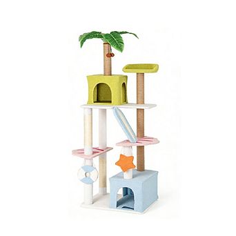 Gymax Large Cat Tree Multi-level Cat Tower Furniture w/ Scratching Ramp