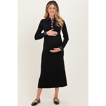 Maternity Denim Trim Knit Dress