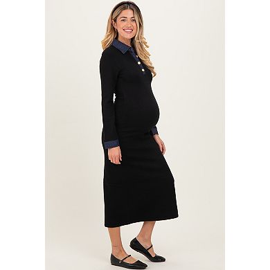 Maternity Denim Trim Knit Dress
