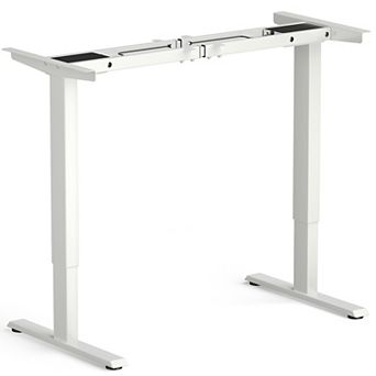Gymax Dual-Motor Stand up Desk Frame Workstation Base w/ Adjustable Width & Height White
