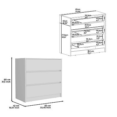 Palmer 3 Drawers Dresser, Chest of Drawers