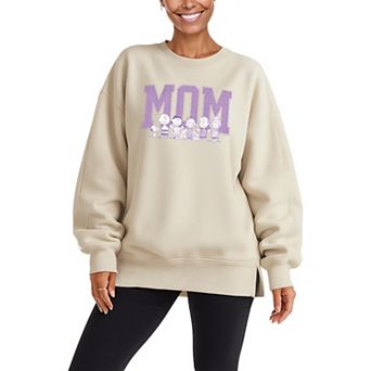 Women's Peanuts Mom Oversized Fleece Crew Sweatshirt