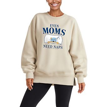 Women's Disney's Winnie The Pooh Even Moms Need Naps Oversized Fleece Crew Sweatshirt