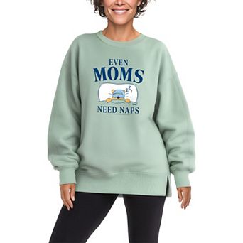 Women's Disney's Winnie The Pooh Even Moms Need Naps Oversized Fleece Crew Sweatshirt