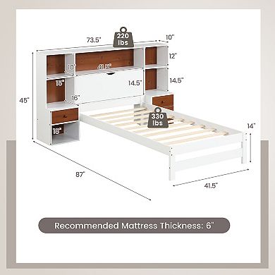 Gymax Bed Frame w/ Storage Headboard & Nightstands 7 Compartments 3 Drawers
