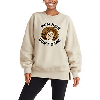 Women's Peanuts Peppermint Patty Oversized Fleece Crew Sweatshirt