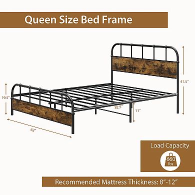 Gymax Bed Frame Industrial Platform Bed Frame w/ Under Bed Storage