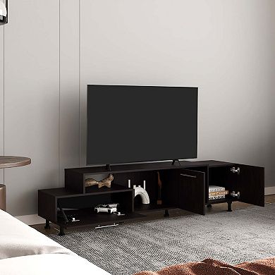 Olmitz Tv Stand, 3 Doors, 1 Shelf, 50" TV Capacity, Black Wengue