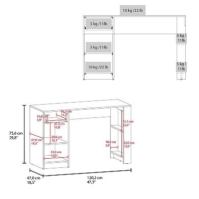 Tolsona Desk, 1 Drawer, 2 Shelves