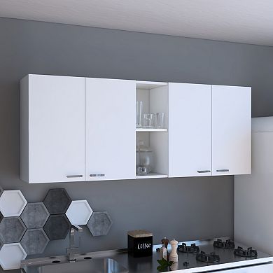 Olimpo 150 Wall Double Door Cabinet,Two External Shelves, Two Interior Shelves