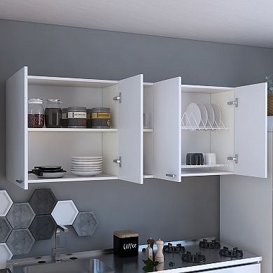 Olimpo 150 Wall Double Door Cabinet,Two External Shelves, Two Interior Shelves