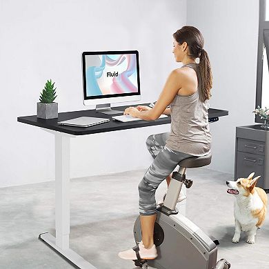 Gymax Electric Sit Stand Desk Frame Dual Motor Standing Desk Base w/ Cable Tray White