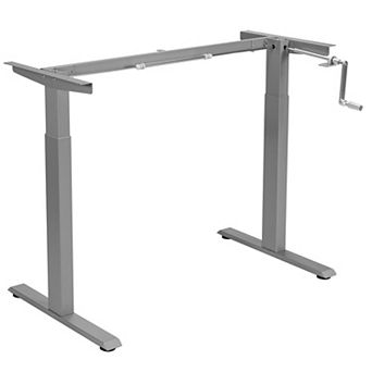 Gymax Hand Crank Sit to Stand Desk Frame Height Adjustable Standing Base Grey