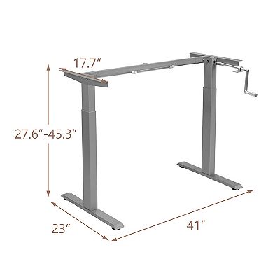 Gymax Hand Crank Sit to Stand Desk Frame Height Adjustable Standing Base Grey