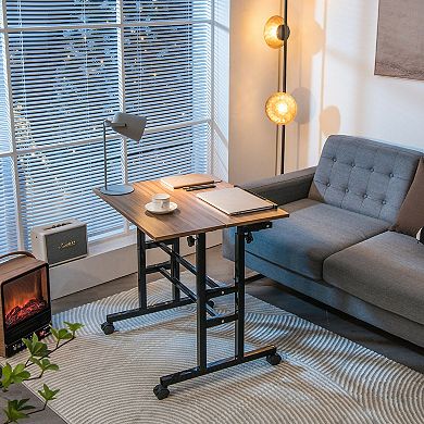 Gymax Mobile Stand up Desk Adjustable Computer Desk Tilting Workstation