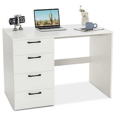 Gymax Computer Desk Study Writing Workstation Vanity Table Home Office w/ 4 Drawers