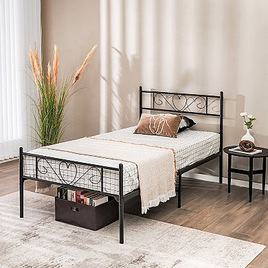 Gymax Metal Platform Bed Frame Heavy-duty Steel Slat Support with Storage
