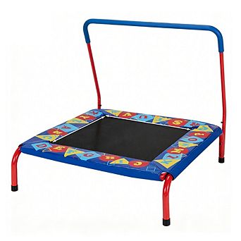 Gymax 36'' Kids Square Trampoline Indoor Outdoor Rebounder W/Foam Handrail Alphabet Pad