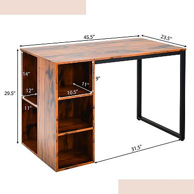 Gymax Home Office Computer Desk Laptop Table Writing Workstation w/ 5 Cubbies Rustic Brown