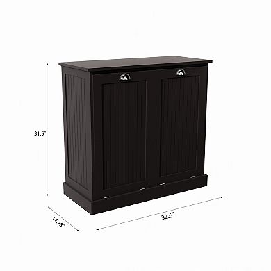 Two-Compartment Tilt-Out Laundry Sorter Cabinet with Hidden Storage